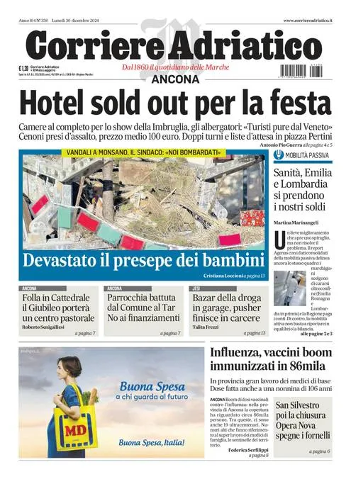 Prima-pagina-corriere adriatico-edizione-di-oggi-30-12-2024